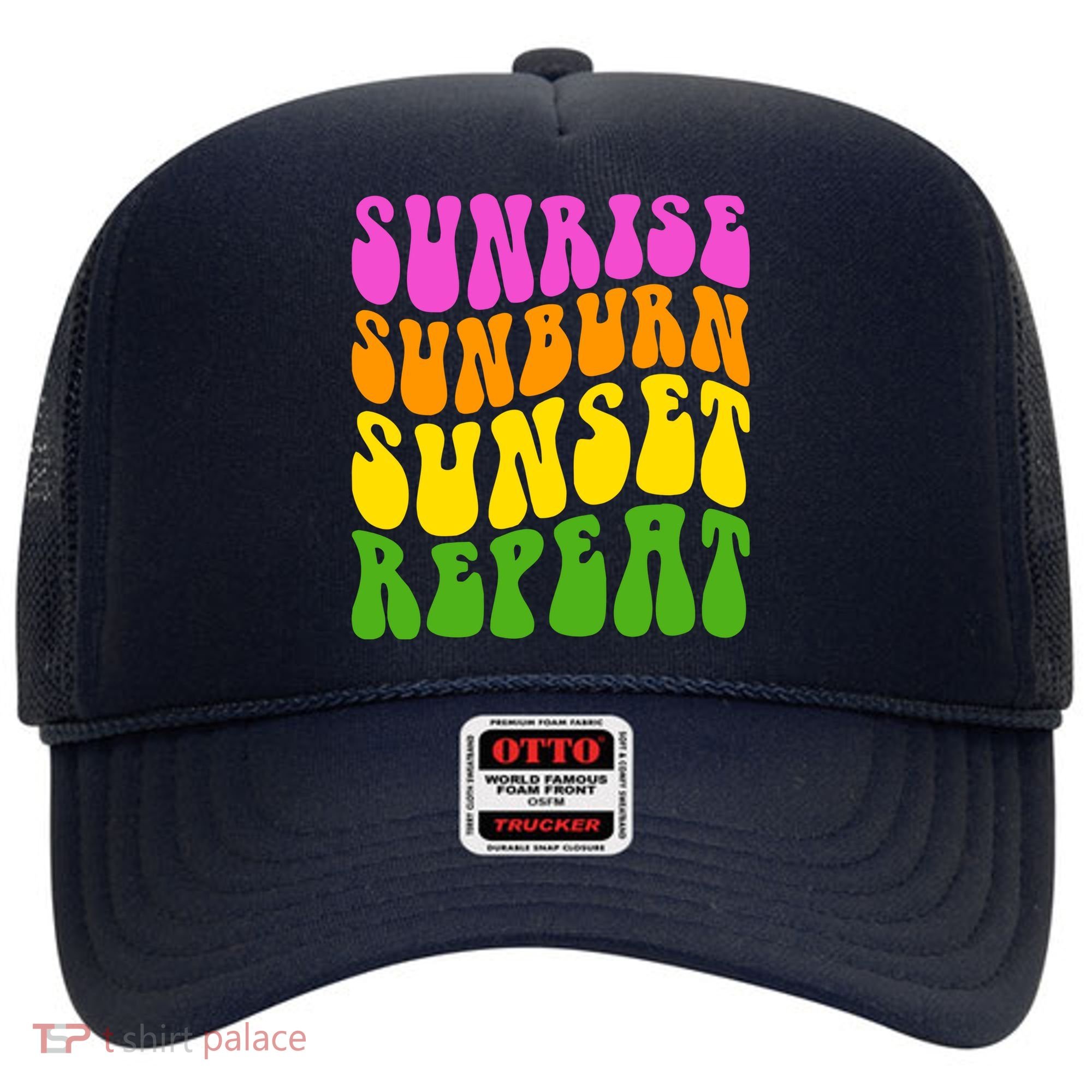Sunrise Sunburn Sunset Repeat Retro Summer Hat