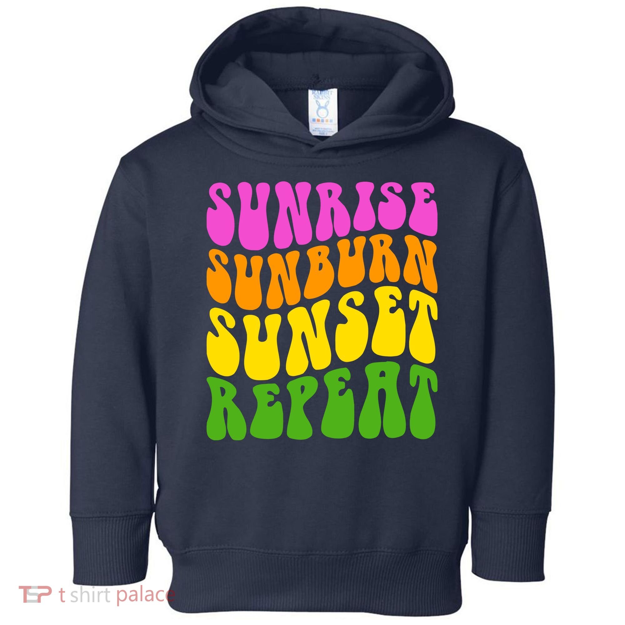 Sunrise Sunburn Sunset Repeat Retro Summer Toddler Hoodie