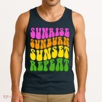 Sunrise Sunburn Sunset Repeat Retro Summer Tank Top thumb 3
