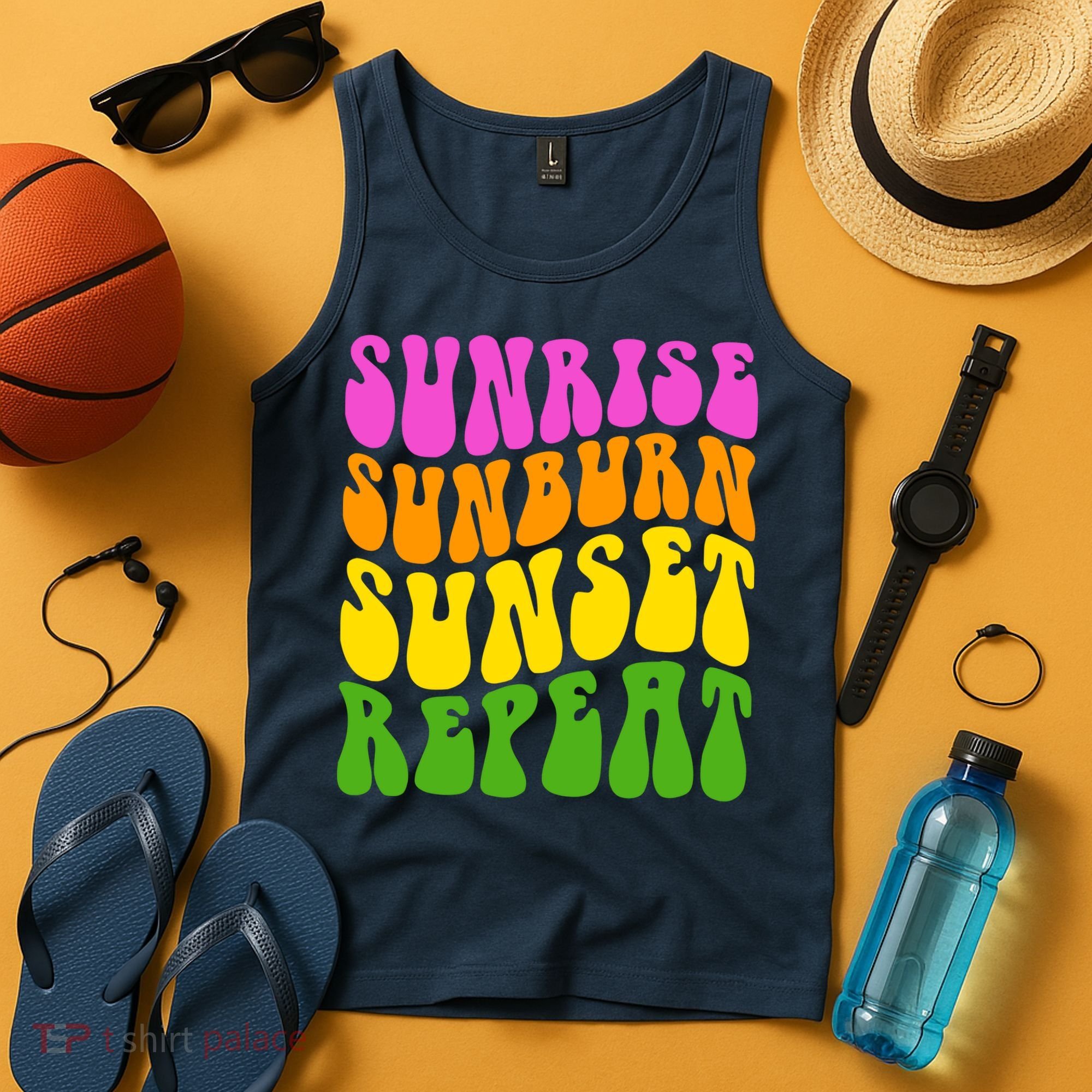 Sunrise Sunburn Sunset Repeat Retro Summer Tank Top