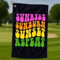 Sunrise Sunburn Sunset Repeat Retro Summer Golf Towel thumb 1