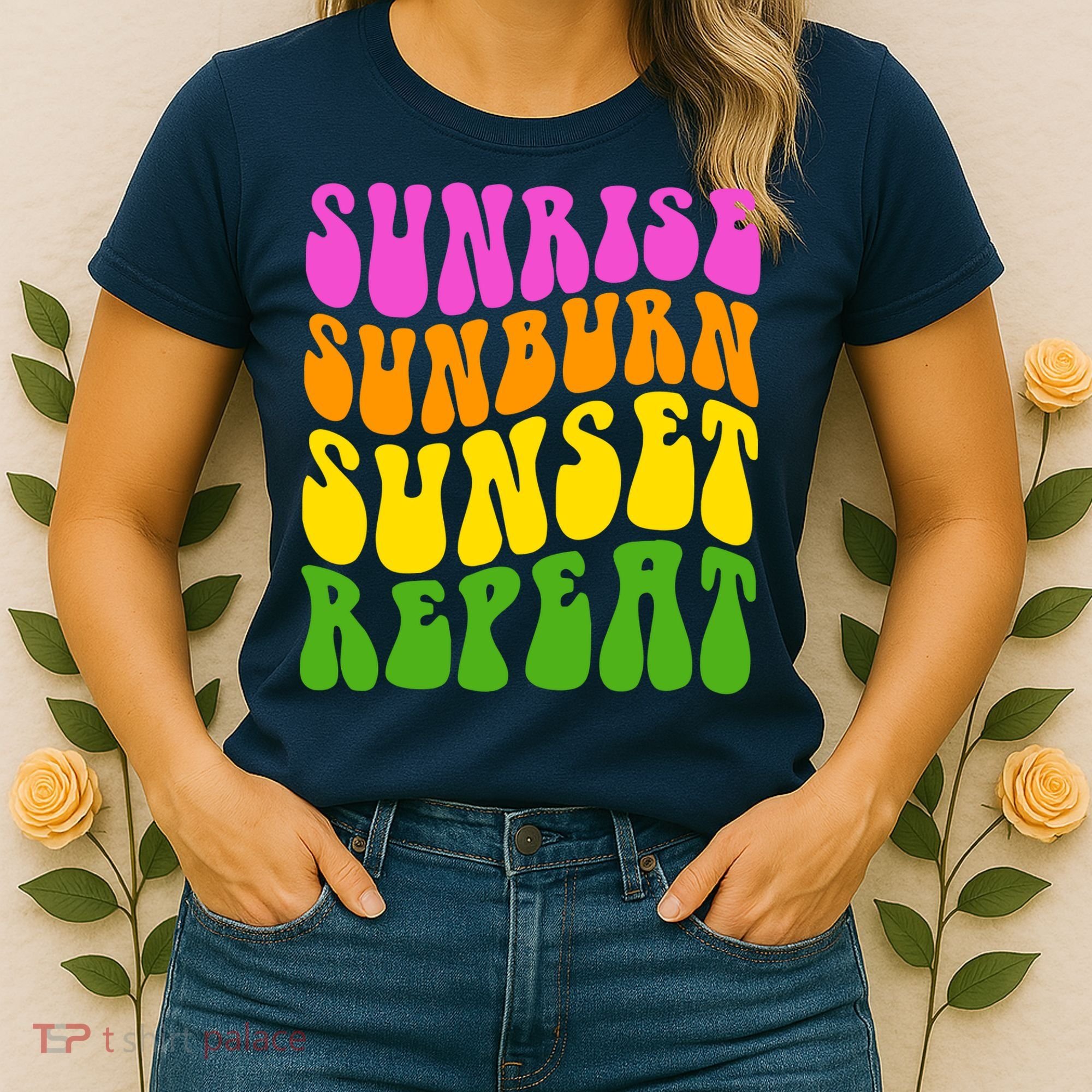 Sunrise Sunburn Sunset Repeat Retro Summer Women's T-Shirt