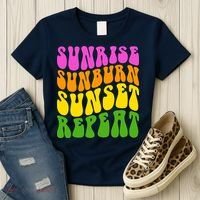 Sunrise Sunburn Sunset Repeat Retro Summer Women's T-Shirt thumb 3