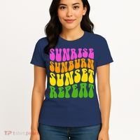 Sunrise Sunburn Sunset Repeat Retro Summer Women's T-Shirt thumb 4