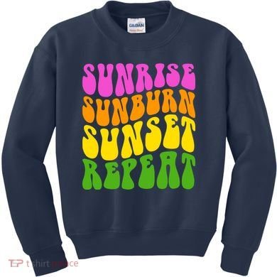 Sunrise Sunburn Sunset Repeat Retro Summer Kids Sweatshirt