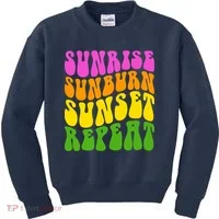 Sunrise Sunburn Sunset Repeat Retro Summer Kids Sweatshirt thumb 0
