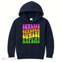 Sunrise Sunburn Sunset Repeat Retro Summer Kids Hoodie thumb 0