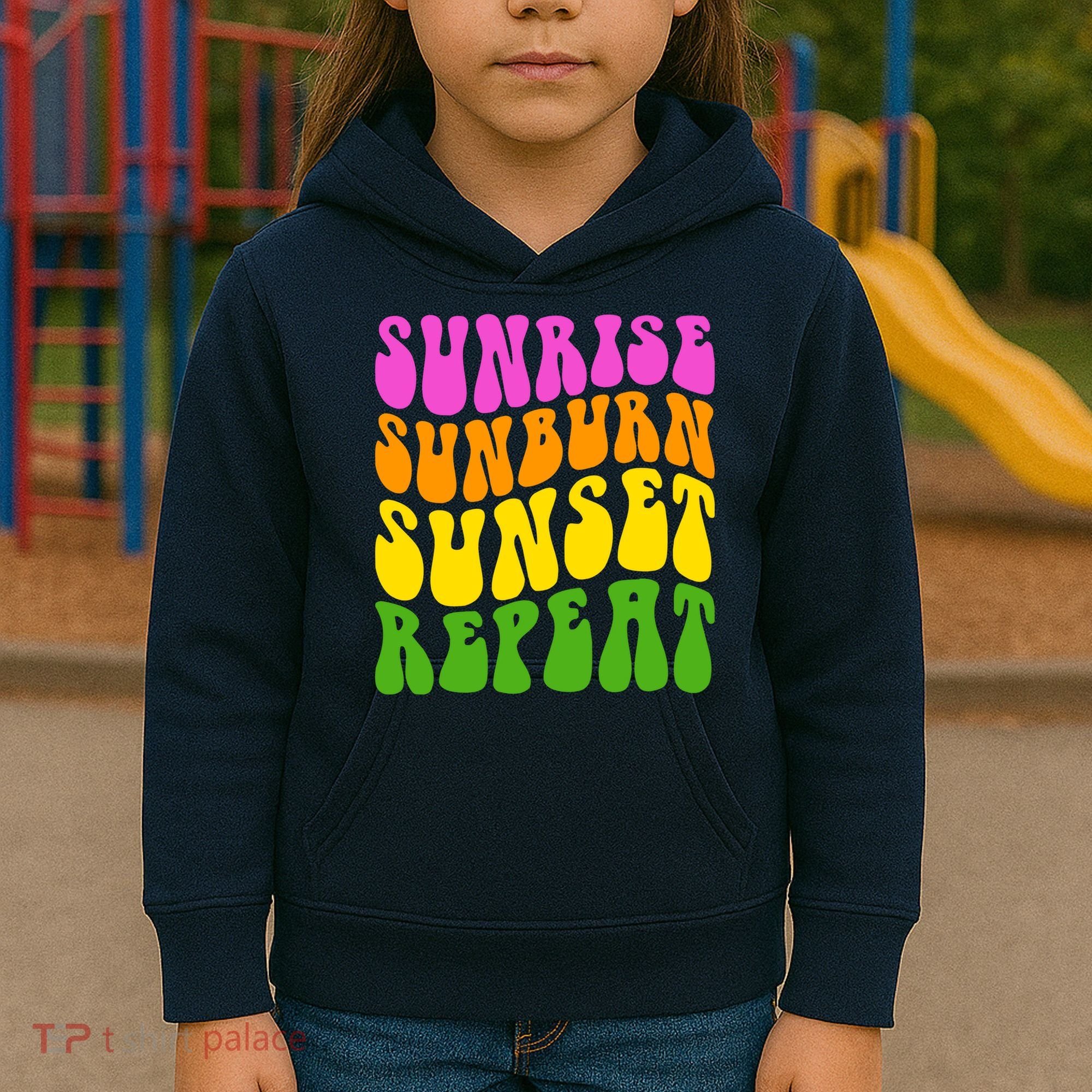 Sunrise Sunburn Sunset Repeat Retro Summer Kids Hoodie