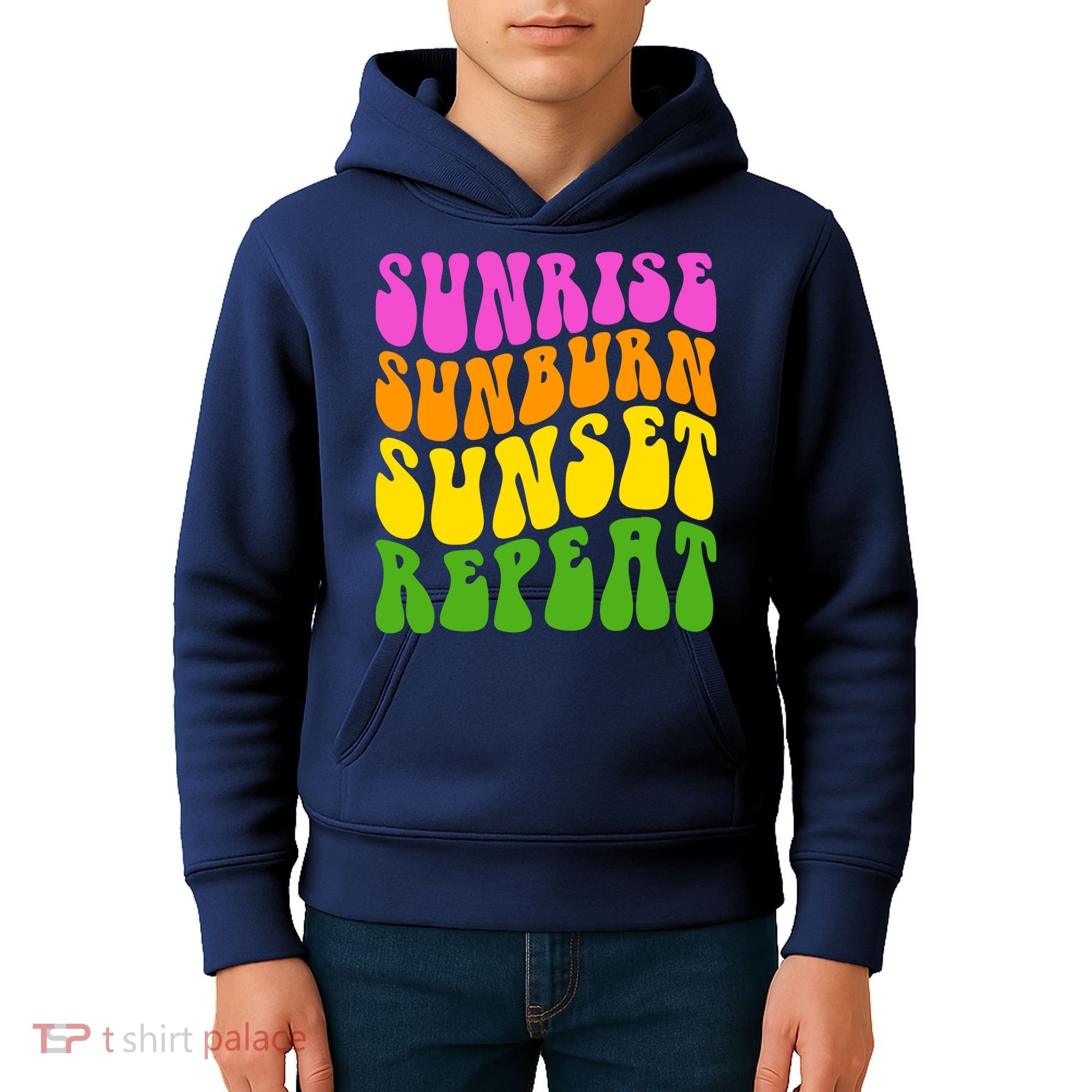 Sunrise Sunburn Sunset Repeat Retro Summer Kids Hoodie