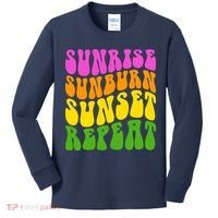 Sunrise Sunburn Sunset Repeat Retro Summer Kids Long Sleeve Shirt thumb 0