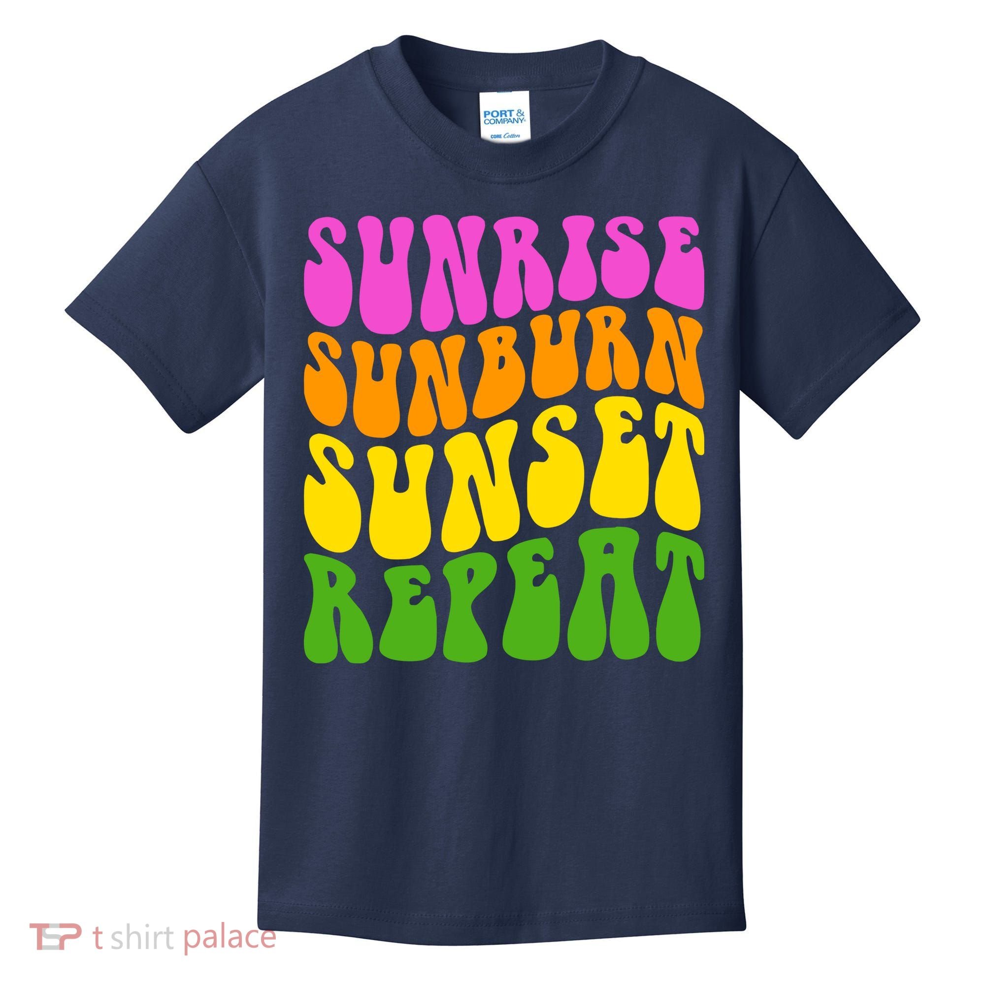 Sunrise Sunburn Sunset Repeat Retro Summer Kids T-Shirt