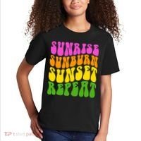 Sunrise Sunburn Sunset Repeat Retro Summer Kids T-Shirt thumb 2