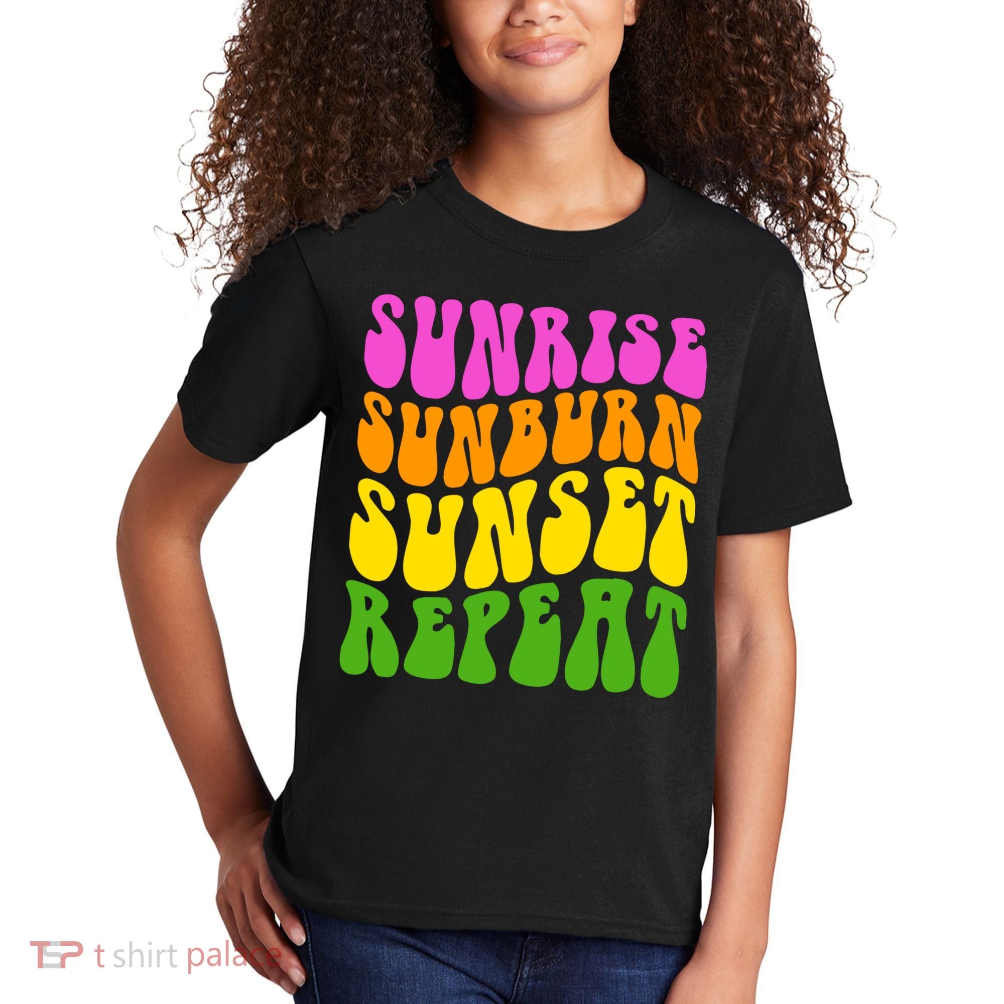 Sunrise Sunburn Sunset Repeat Retro Summer Kids T-Shirt