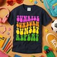 Sunrise Sunburn Sunset Repeat Retro Summer Kids T-Shirt thumb 3
