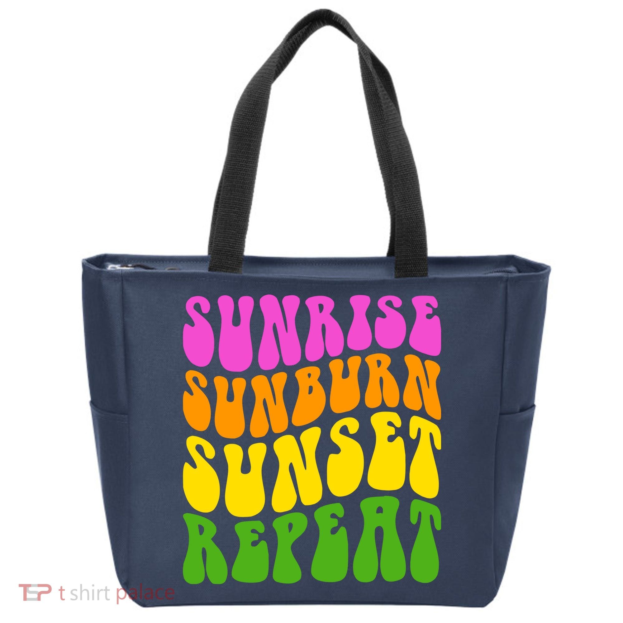 Sunrise Sunburn Sunset Repeat Retro Summer Tote Bag