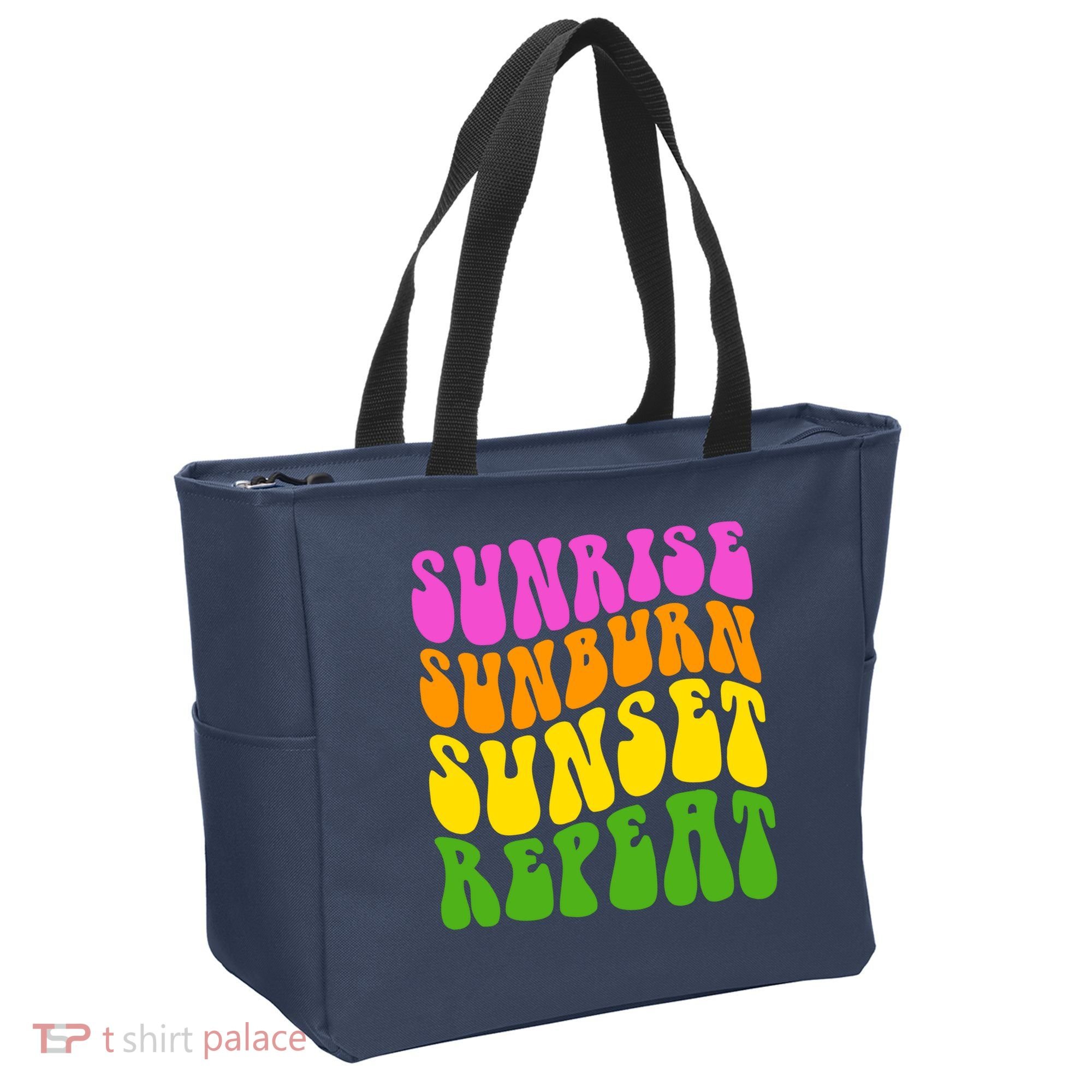 Sunrise Sunburn Sunset Repeat Retro Summer Tote Bag