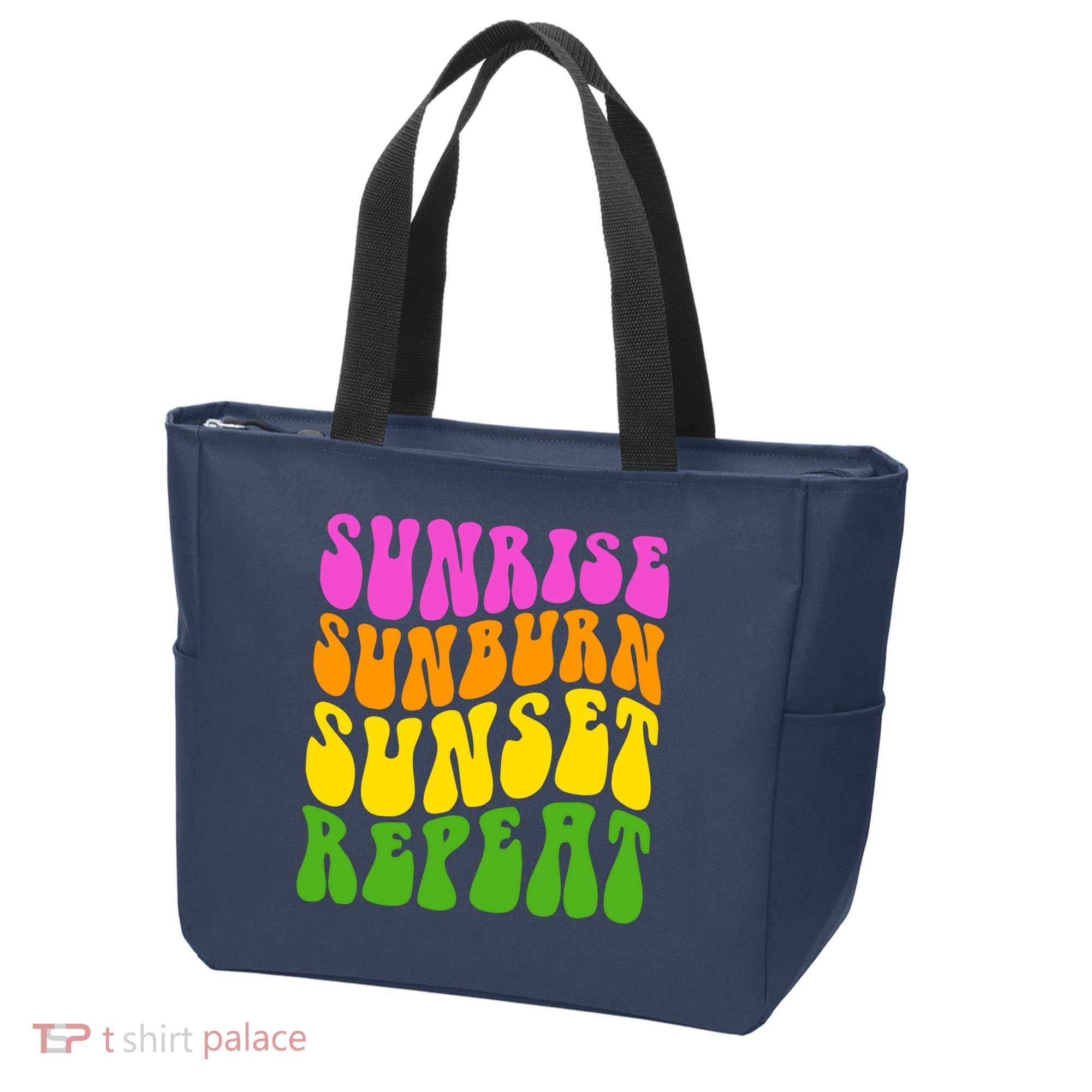 Sunrise Sunburn Sunset Repeat Retro Summer Tote Bag