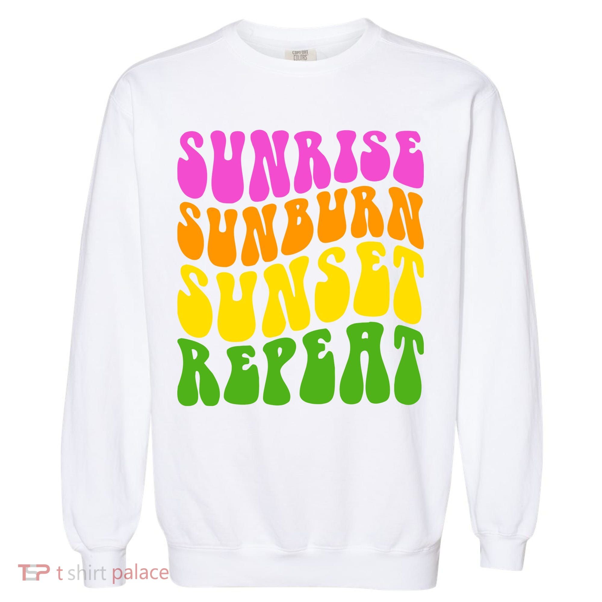 Sunrise Sunburn Sunset Repeat Retro Summer Garment-Dyed Sweatshirt