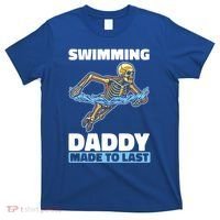 Swimming Skeleton Swim Pool Swimmer Fathers Day Dad Gift T-Shirt thumb 0