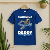 Swimming Skeleton Swim Pool Swimmer Fathers Day Dad Gift T-Shirt thumb 2