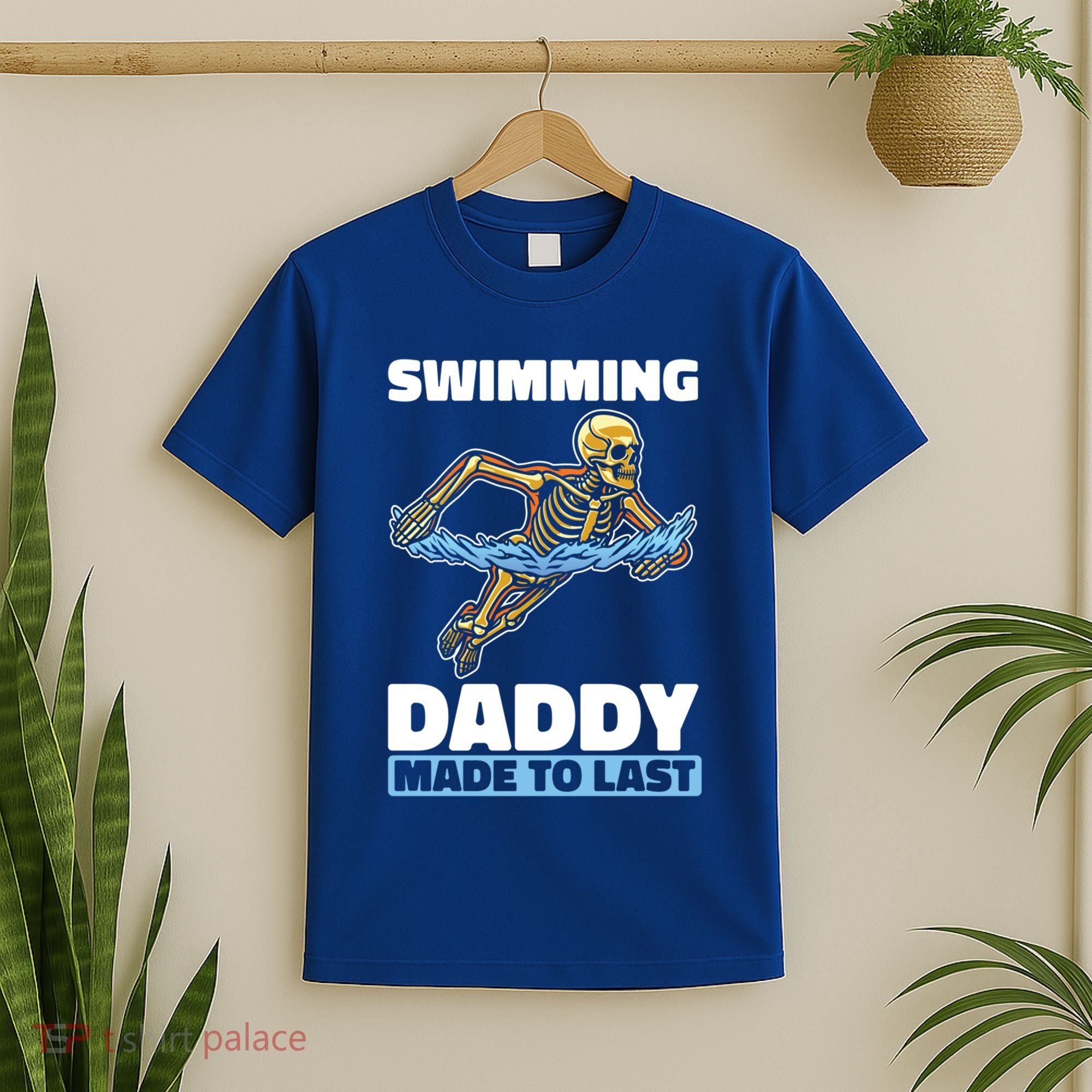 Swimming Skeleton Swim Pool Swimmer Fathers Day Dad Gift T-Shirt