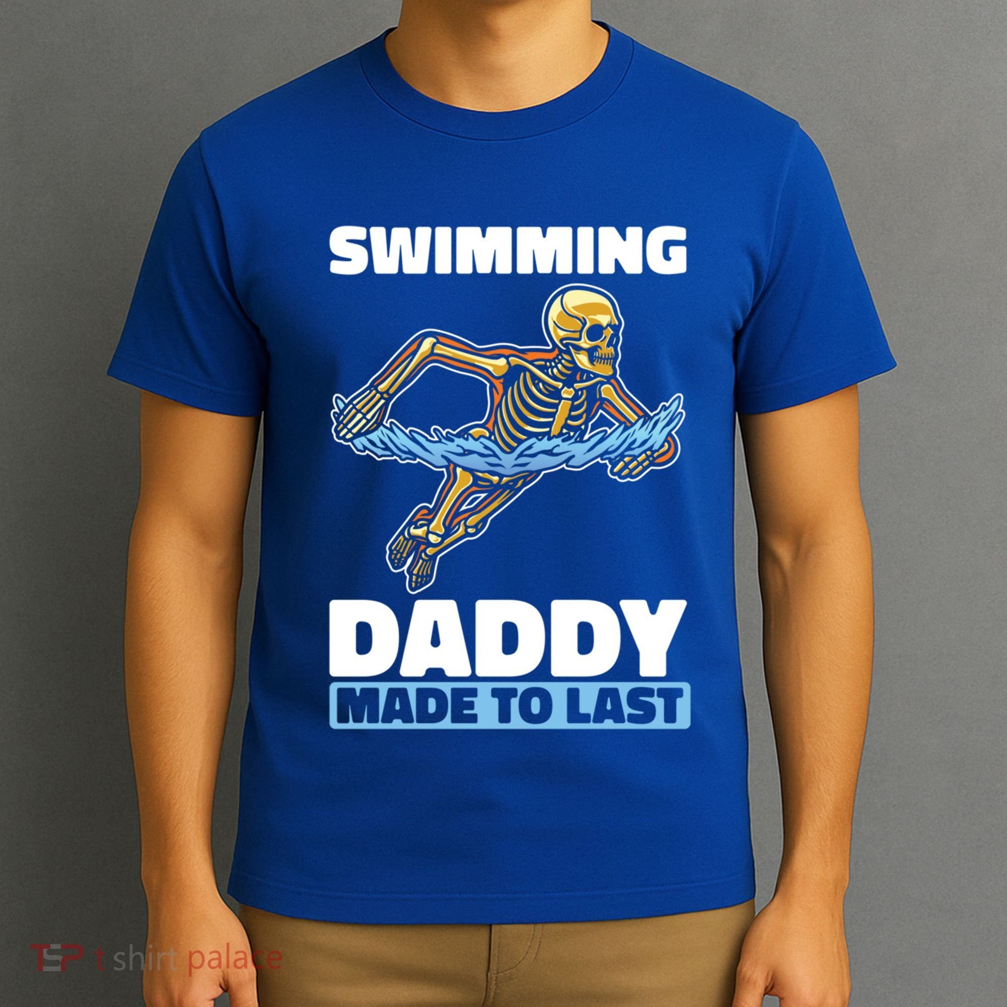 Swimming Skeleton Swim Pool Swimmer Fathers Day Dad Gift T-Shirt