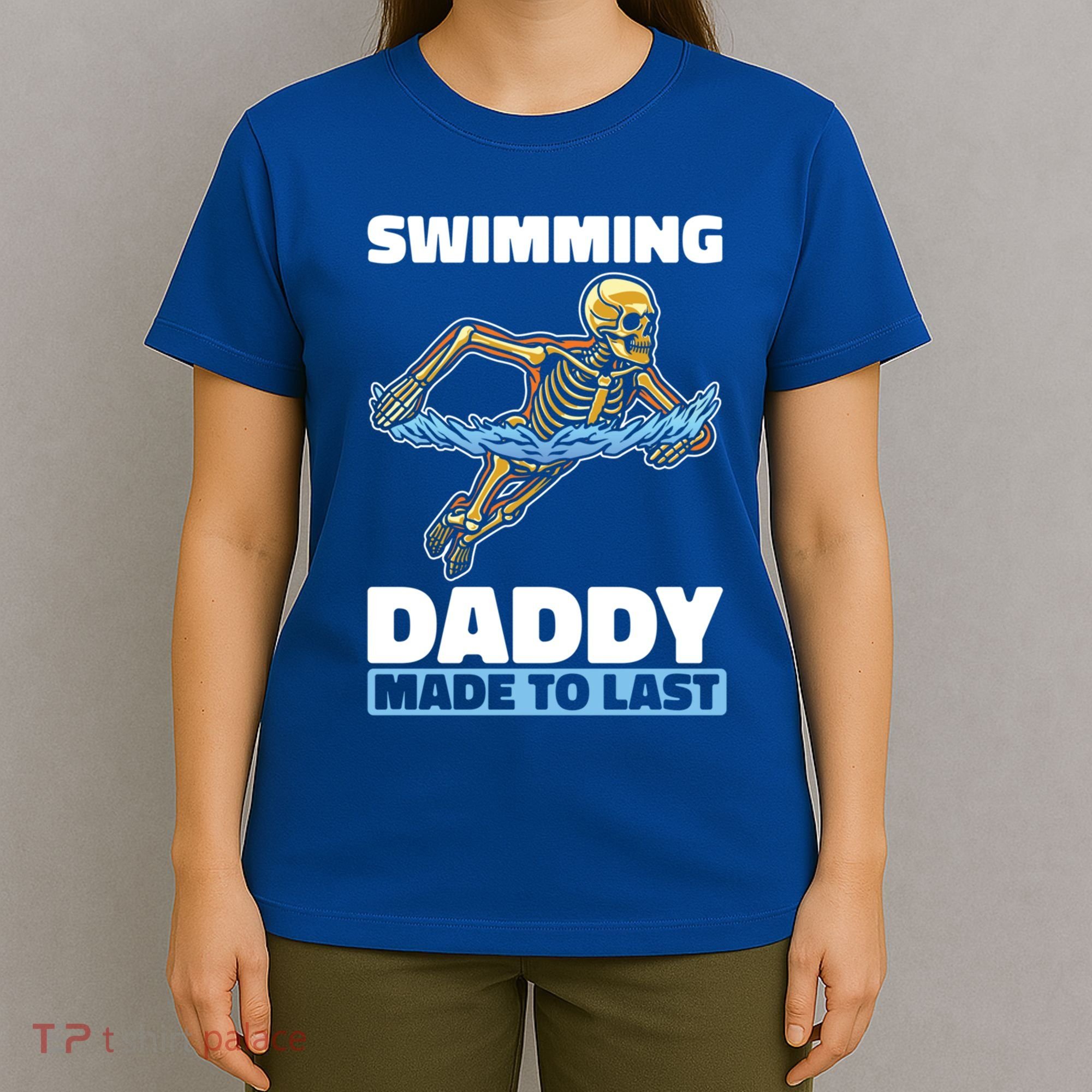Swimming Skeleton Swim Pool Swimmer Fathers Day Dad Gift T-Shirt