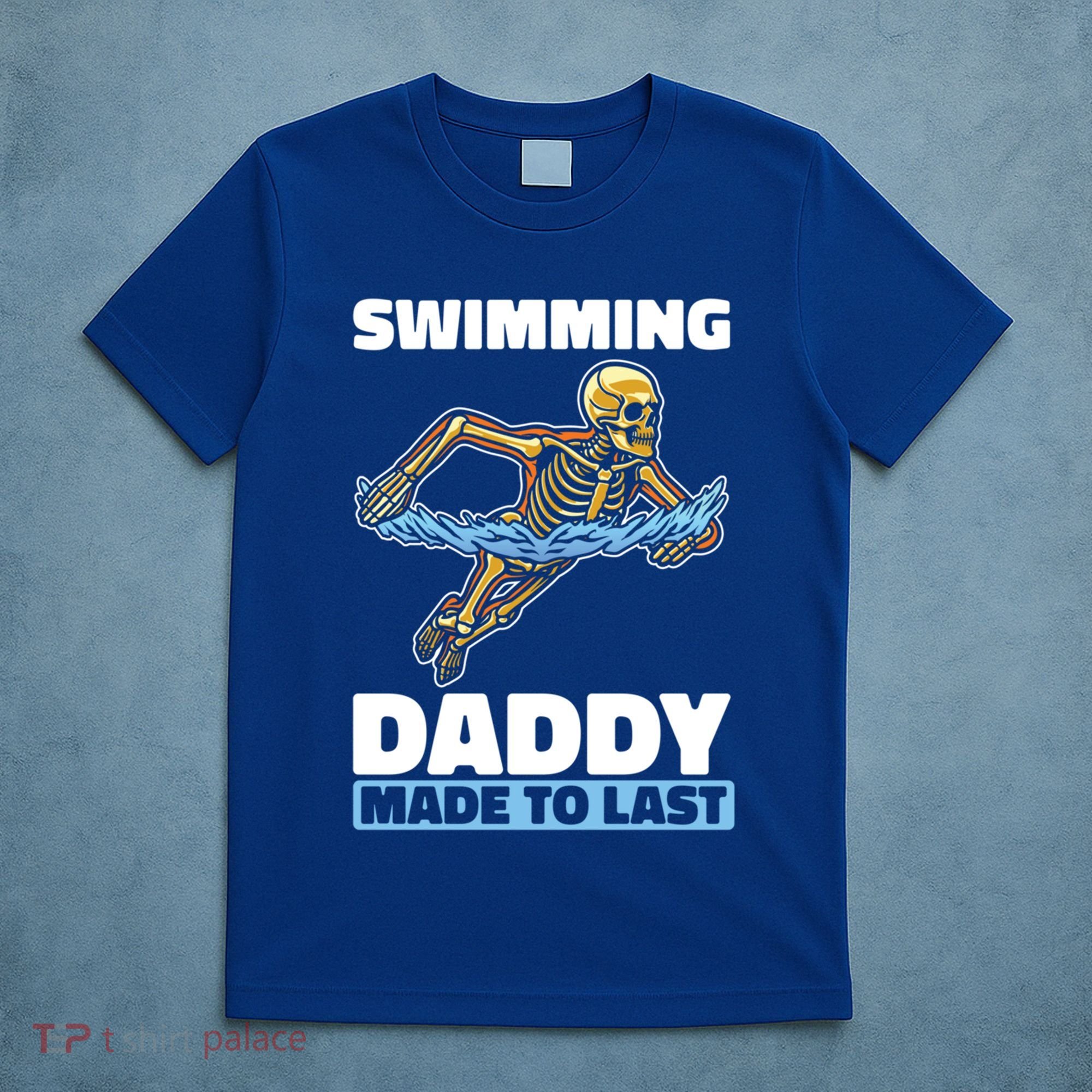 Swimming Skeleton Swim Pool Swimmer Fathers Day Dad Gift T-Shirt