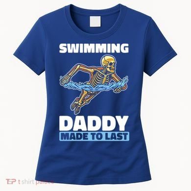 Swimming Skeleton Swim Pool Swimmer Fathers Day Dad Gift Women's T-Shirt