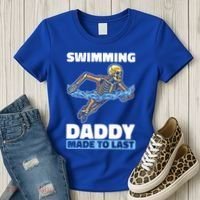 Swimming Skeleton Swim Pool Swimmer Fathers Day Dad Gift Women's T-Shirt thumb 3