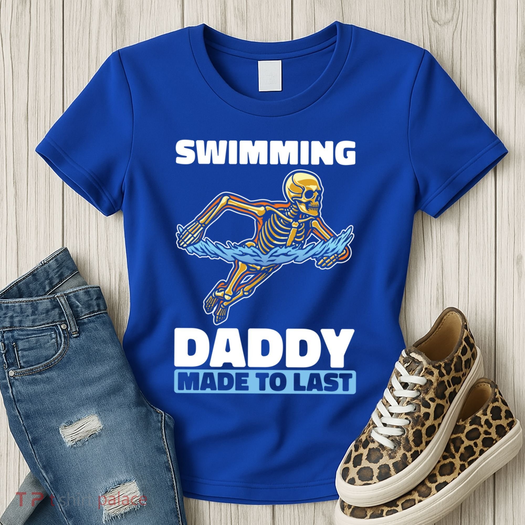 Swimming Skeleton Swim Pool Swimmer Fathers Day Dad Gift Women's T-Shirt