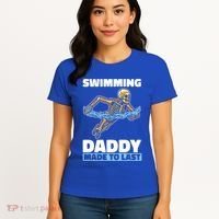 Swimming Skeleton Swim Pool Swimmer Fathers Day Dad Gift Women's T-Shirt thumb 4