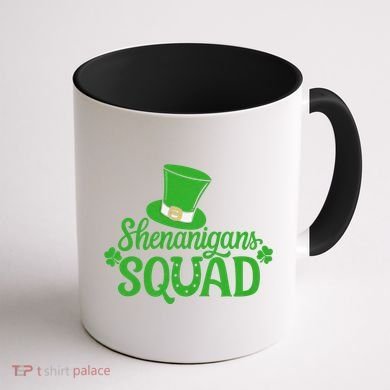 Shenanigans Squad St Patricks Day Gnomes Green Proud Irish Coffee Mug back