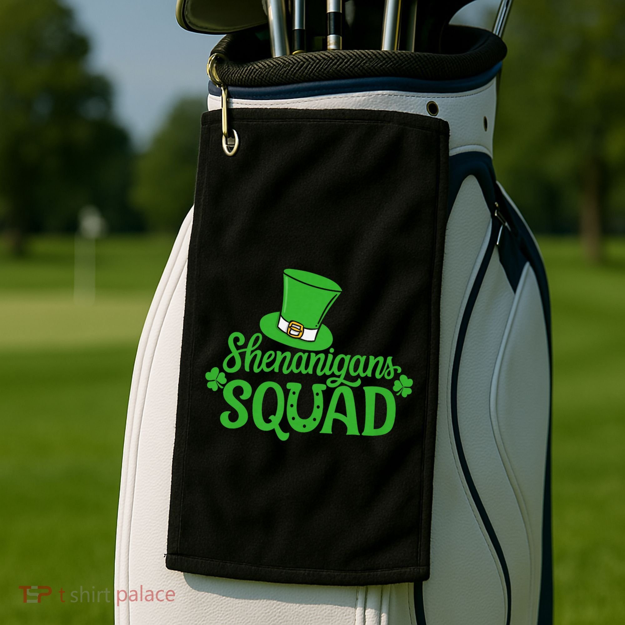 Shenanigans Squad St Patricks Day Gnomes Green Proud Irish Golf Towel