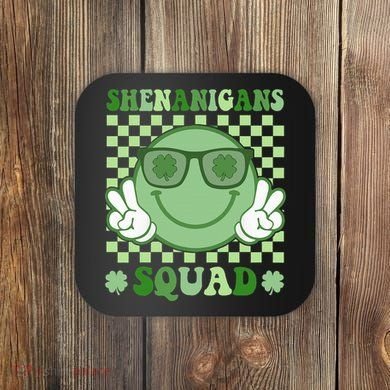 Shenanigans Squad St Patricks Day Smile Green Proud Irish Coaster