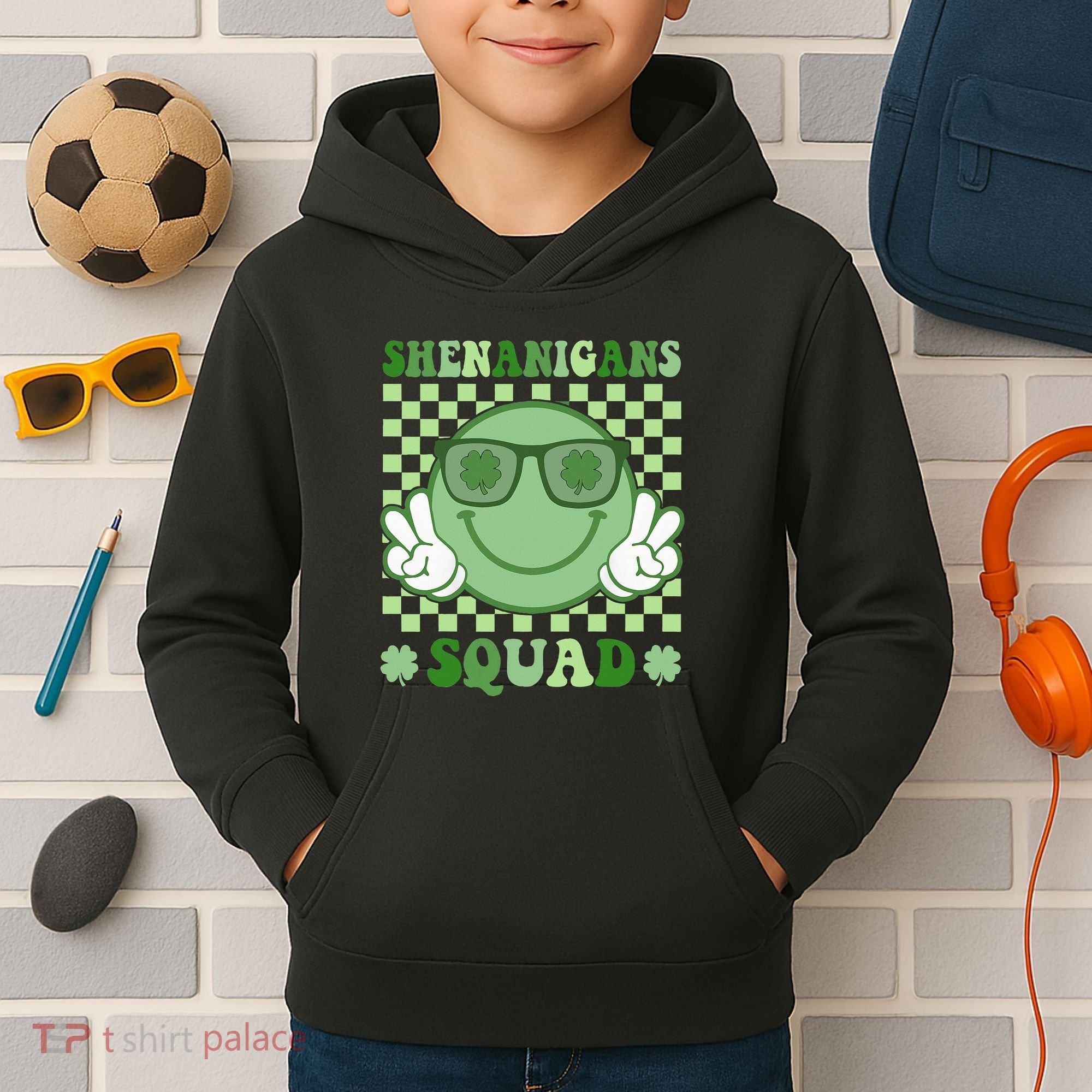 Shenanigans Squad St Patricks Day Smile Green Proud Irish Kids Hoodie