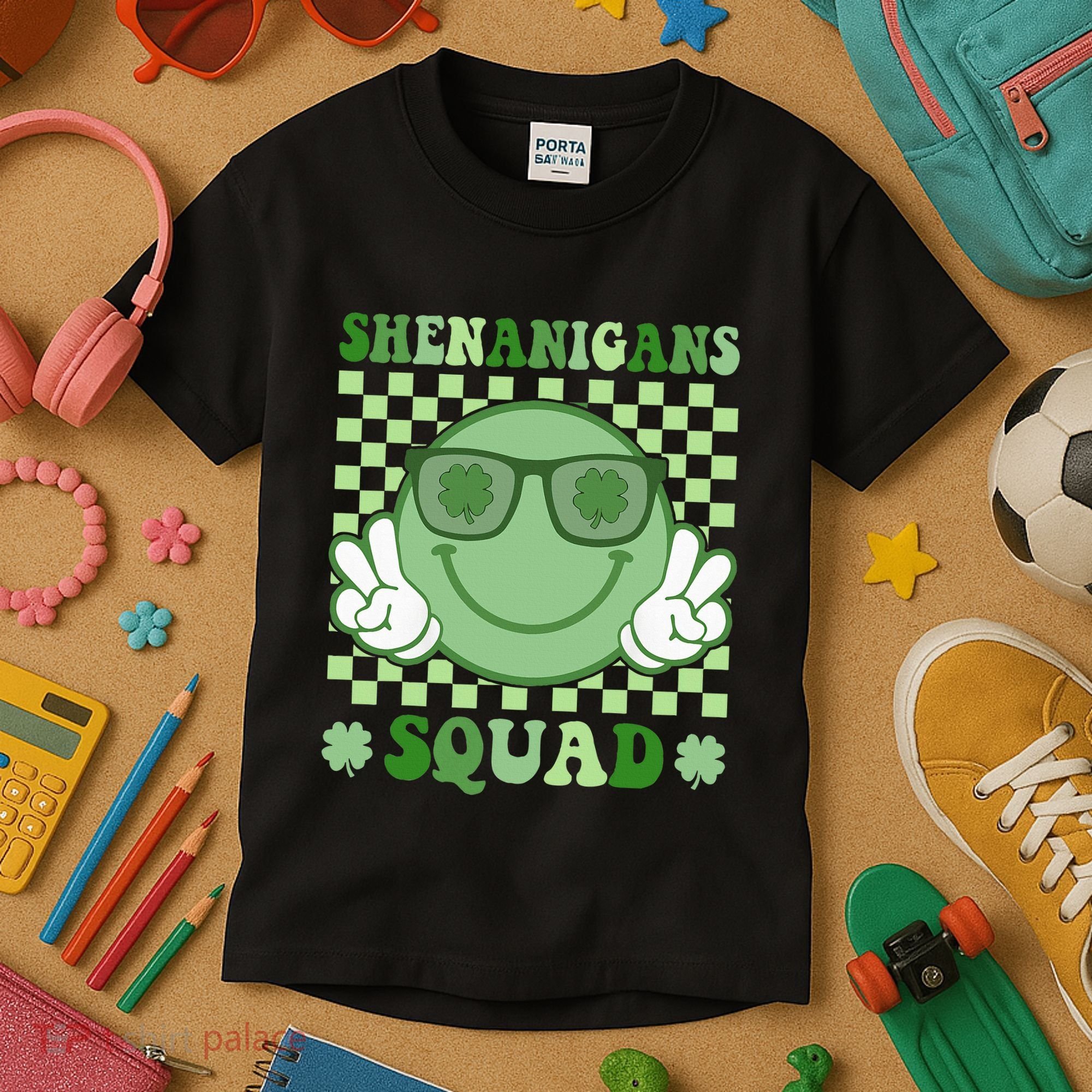 Shenanigans Squad St Patricks Day Smile Green Proud Irish Kids T-Shirt