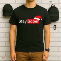 Stay Sober Santa Hat Christmas Xmas T-Shirt thumb 6