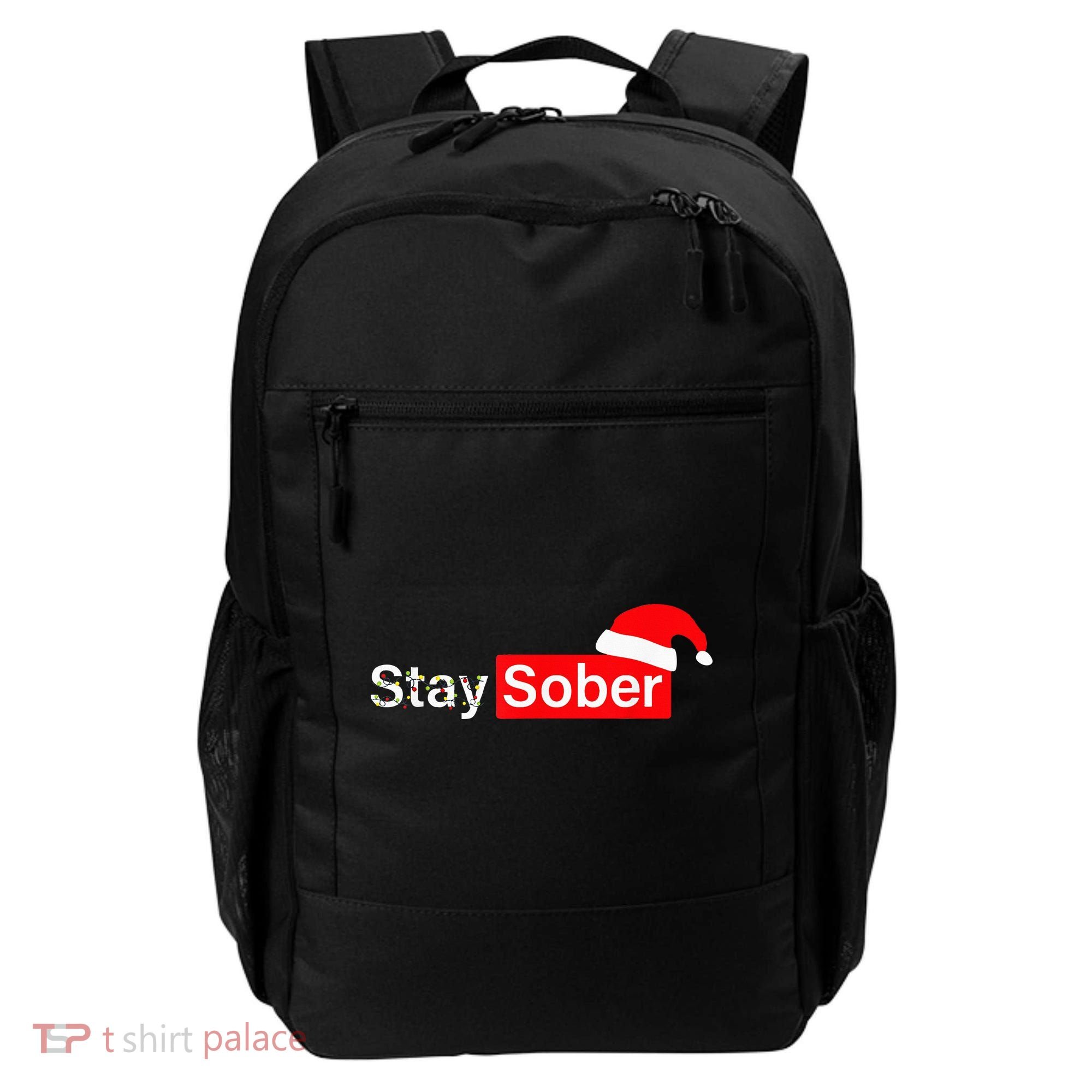 Stay Sober Santa Hat Christmas Xmas Backpack