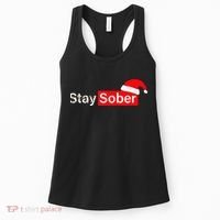 Stay Sober Santa Hat Christmas Xmas Women's Tank Top thumb 0