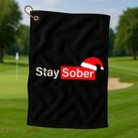 Stay Sober Santa Hat Christmas Xmas Golf Towel thumb 1