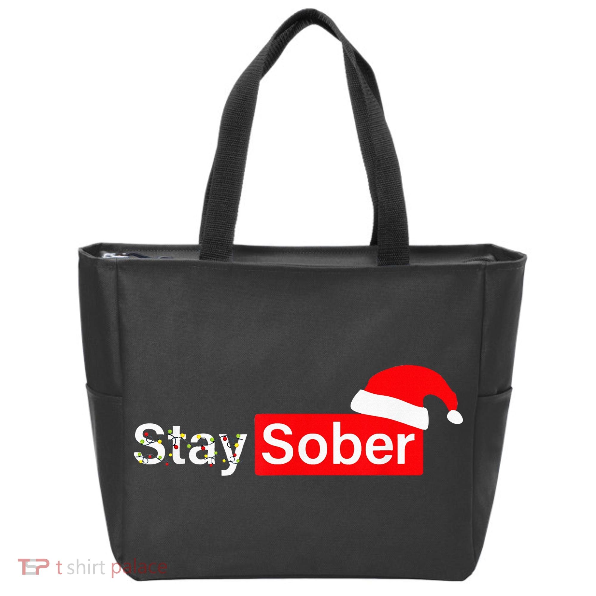Stay Sober Santa Hat Christmas Xmas Tote Bag