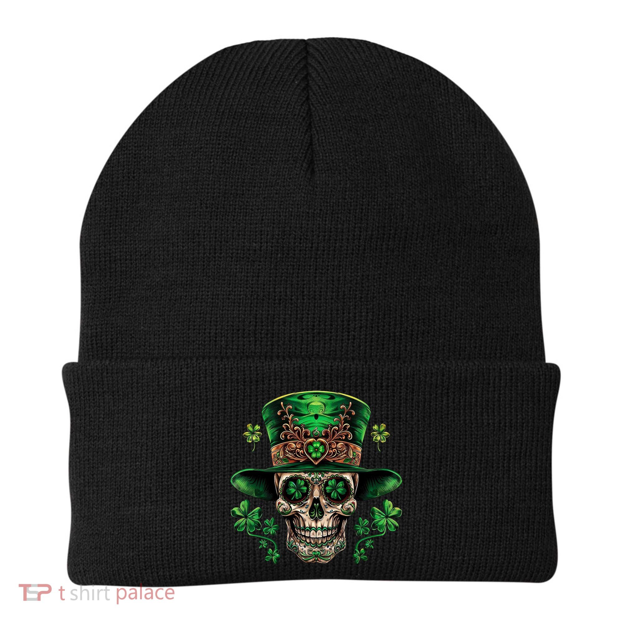 Sugar Skull St Patrick Day Of The Dead Beanie
