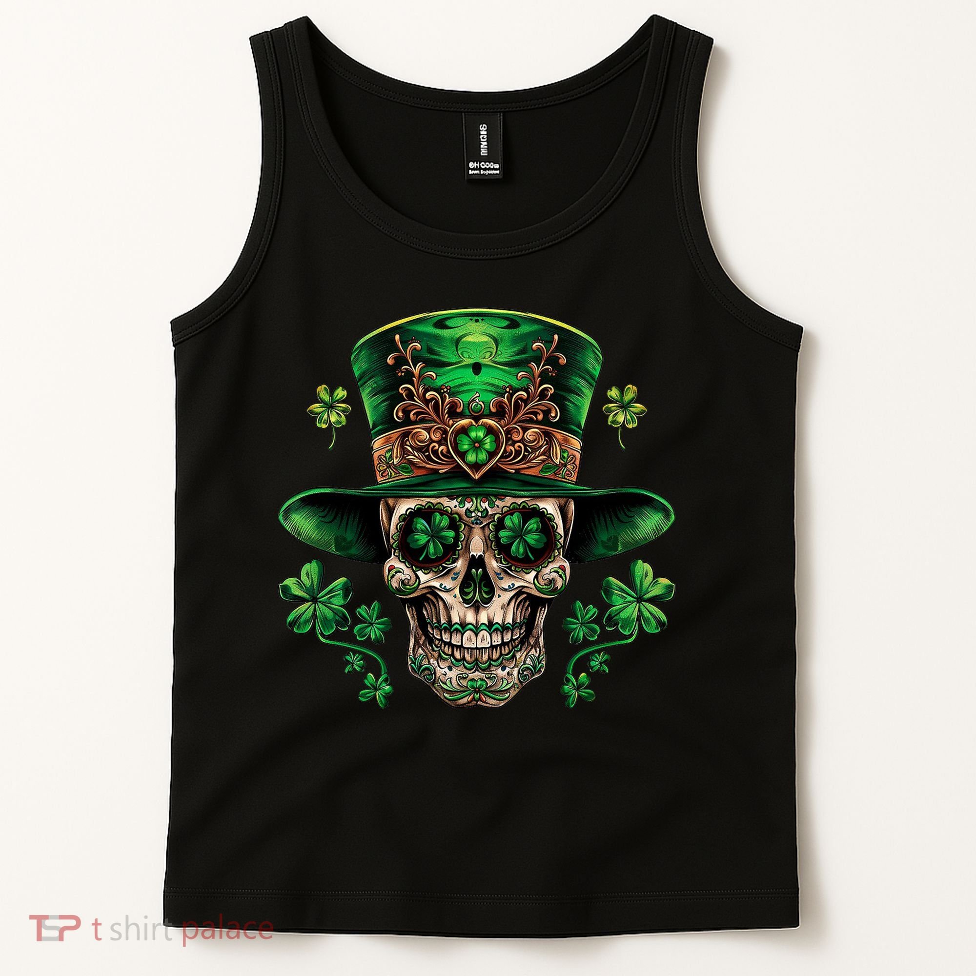 Sugar Skull St Patrick Day Of The Dead Tank Top