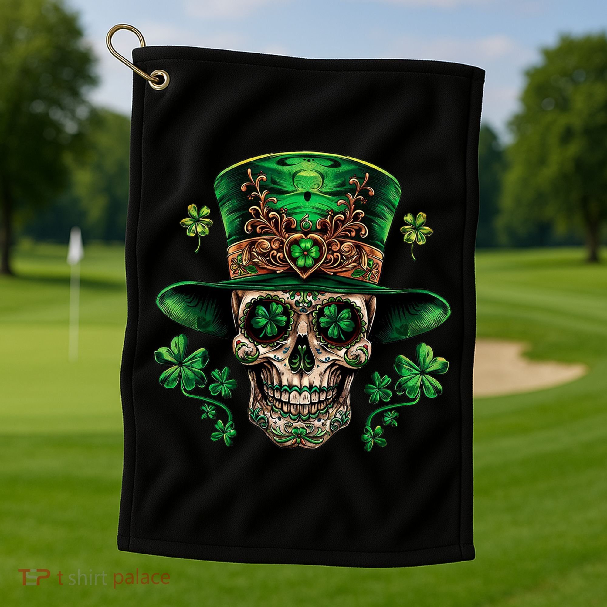 Sugar Skull St Patrick Day Of The Dead Golf Towel
