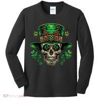 Sugar Skull St Patrick Day Of The Dead Kids Long Sleeve Shirt thumb 0