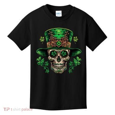 Sugar Skull St Patrick Day Of The Dead Kids T-Shirt