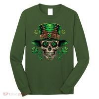 Sugar Skull St Patrick Day Of The Dead Long Sleeve Shirt thumb 0