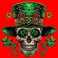 Sugar Skull St Patrick Day Of The Dead Santa Hat thumb 1