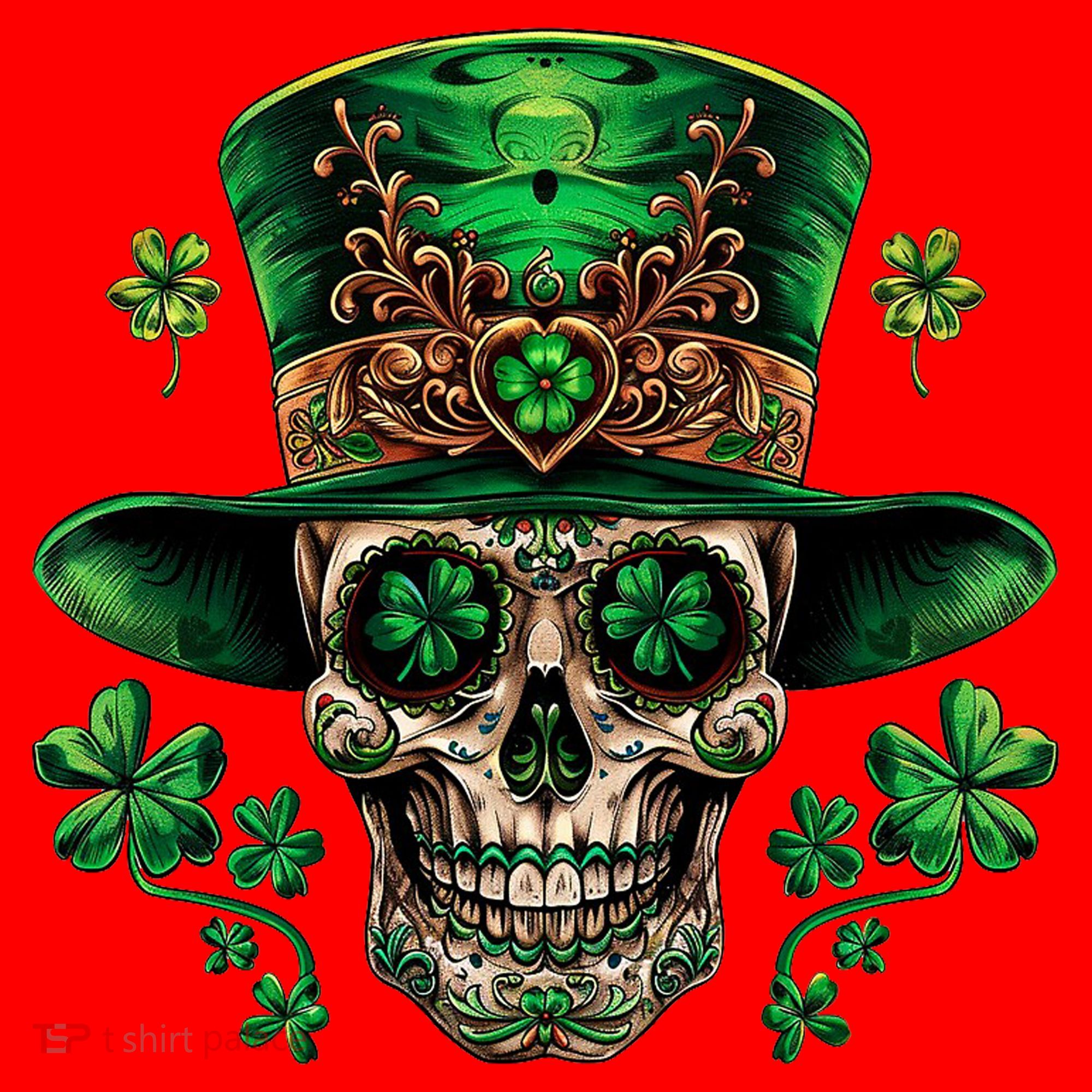 Sugar Skull St Patrick Day Of The Dead Santa Hat